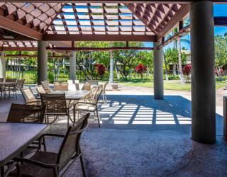 Covered patio by pool Mauna Lani