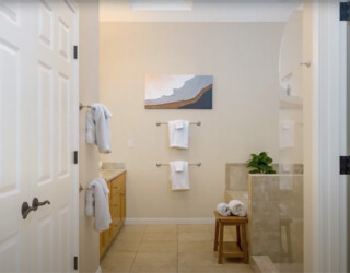 Linen closet and primary bath
